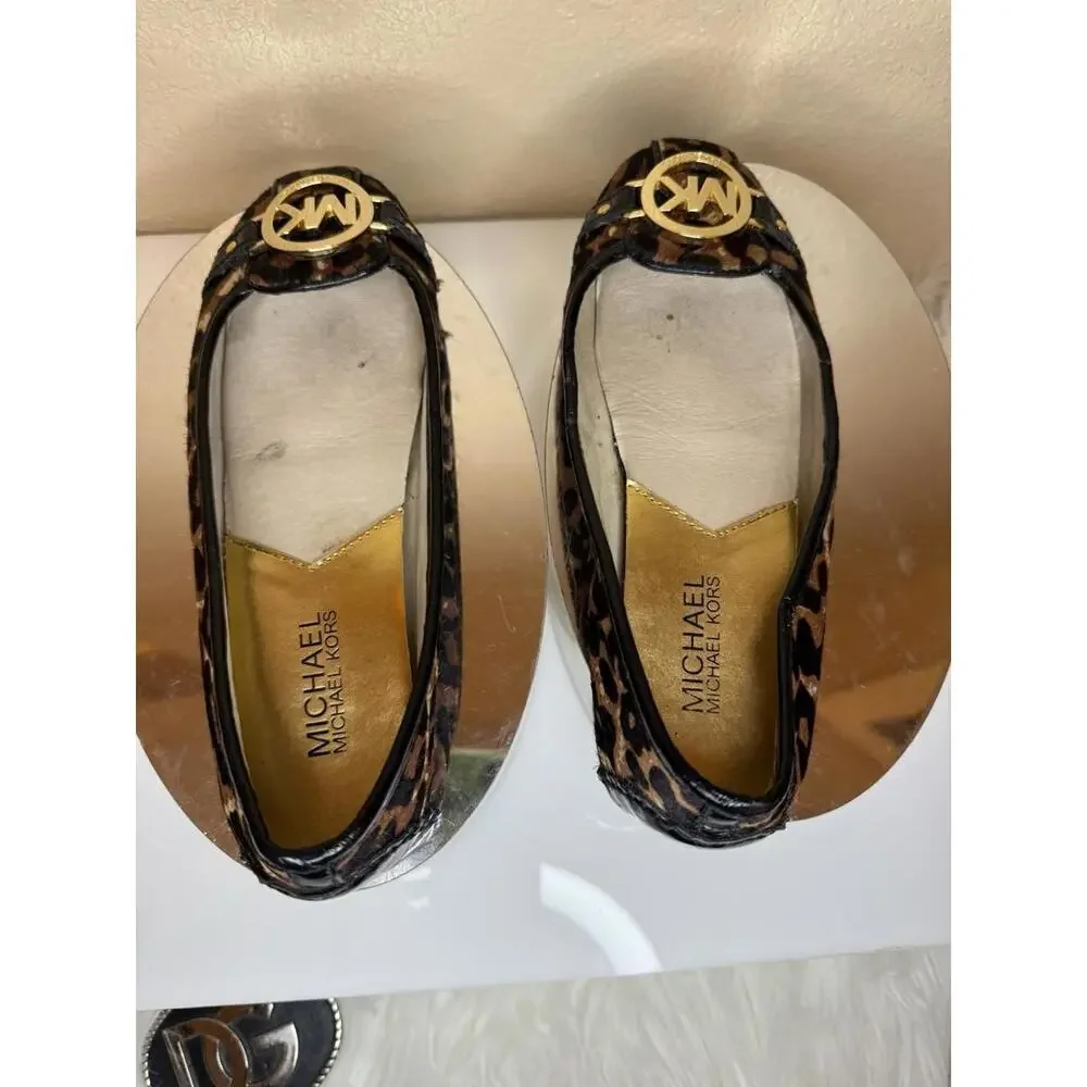 Michael Kors Womens Size 6 Fulton Leopard Print Calf Hair Moccasin‎